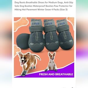 Zeus Gray Dog Booties for Medium Dogs